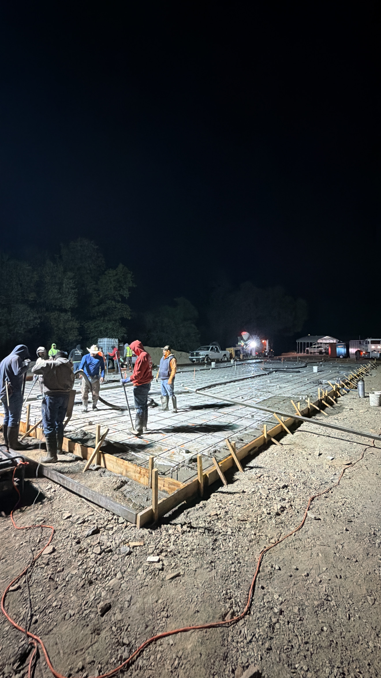 Nighttime concrete placement
