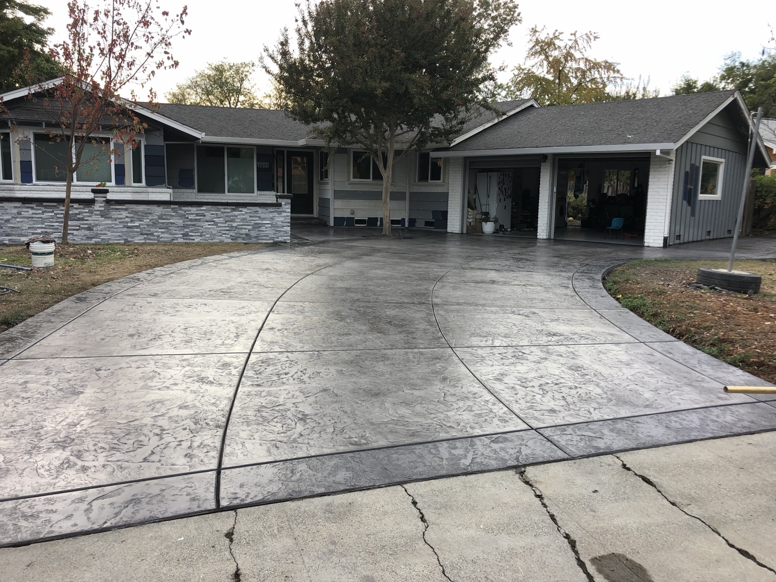 Finished concrete driveway