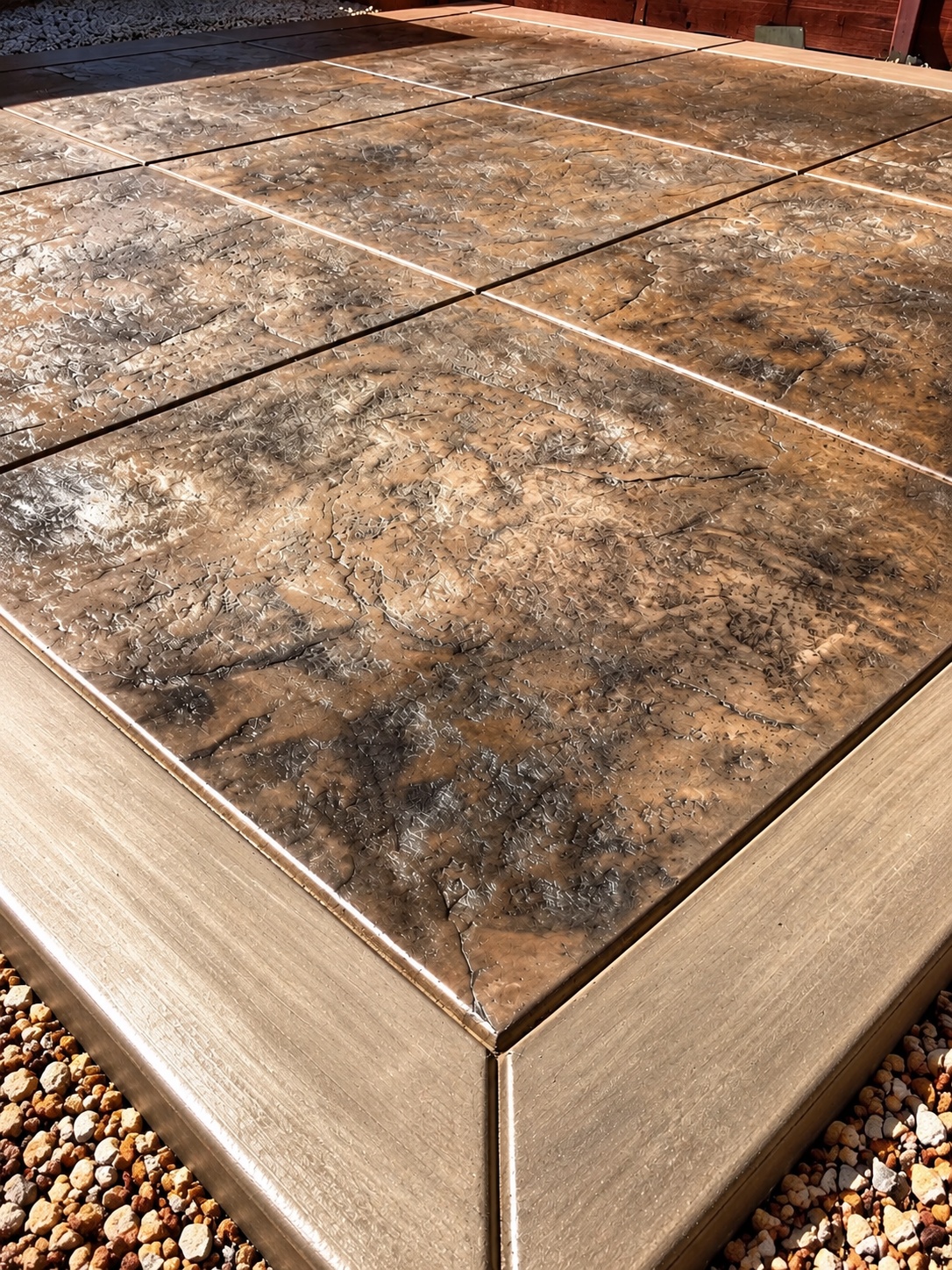 Stamped concrete · Texture and border detail